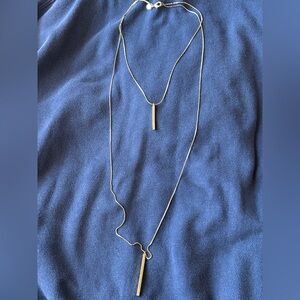 Express gold layered necklace with bar pendants